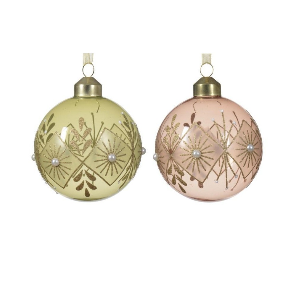 SFERA VETRO CON PERLINE E GLITTER